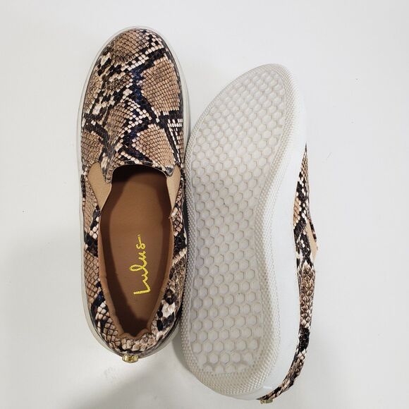 LuLus Womens Faux Snake Print Slip-on Shoes, Size 6 - Picture 4 of 9